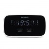 AIWA DUAL ALARM CLOCK RADIO WITH 2 CHARGING USB PORTS BLACK