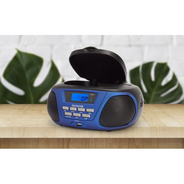 AIWA BLUETOOTH BOOMBOX CD/MP3 BLUE