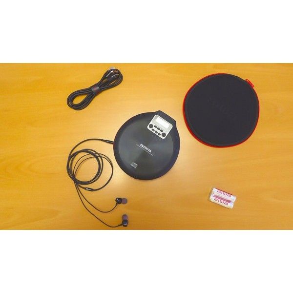 AIWA PORTABLE CD PLAYER WITH EARPHONES BLACK