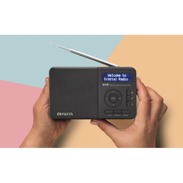 AIWA RADIO DAB+ FM-RDS WITH SPEAKER AND EARPHONES BLACK