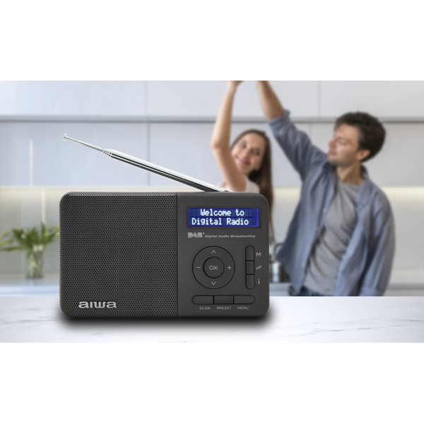 AIWA RADIO DAB+ FM-RDS WITH SPEAKER AND EARPHONES BLACK