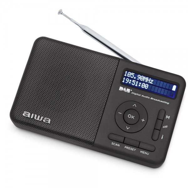 AIWA RADIO DAB+ FM-RDS WITH SPEAKER AND EARPHONES BLACK