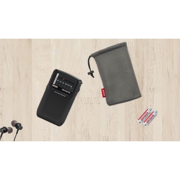 AIWA POCKET RADIO WITH EARPHONES BLACK