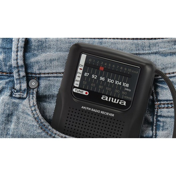 AIWA POCKET RADIO WITH EARPHONES BLACK