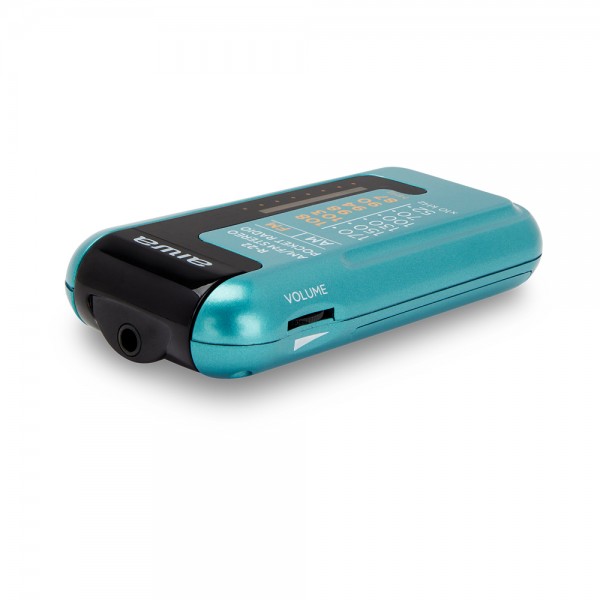 AIWA MINI POCKET RADIO WITH EARPHONES TURQUOISE