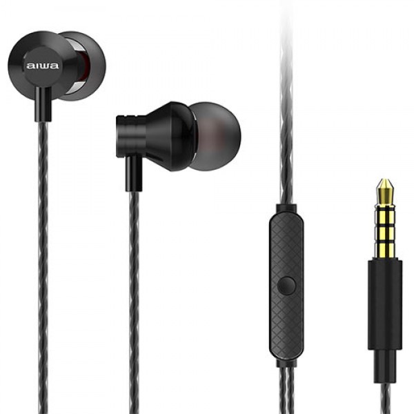 AIWA STEREO 3,5MM IN-EAR WITH REMOTE AND MIC BLACK