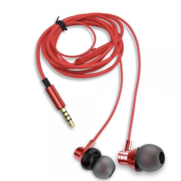 AIWA STEREO 3,5MM IN-EAR WITH REMOTE AND MIC RED