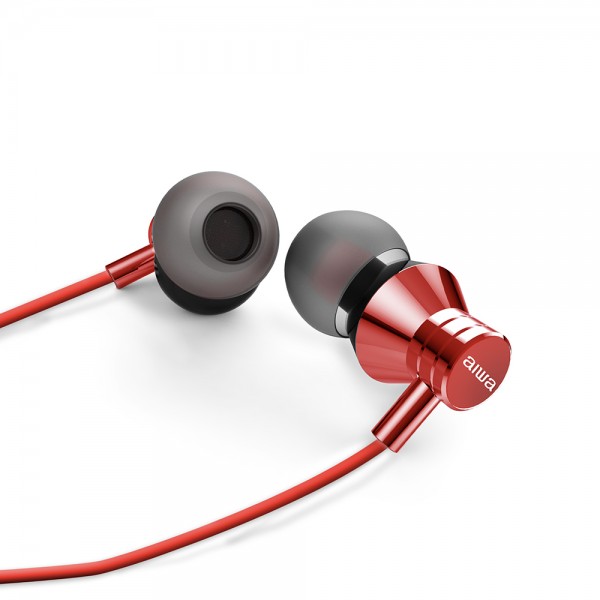 AIWA STEREO 3,5MM IN-EAR WITH REMOTE AND MIC RED