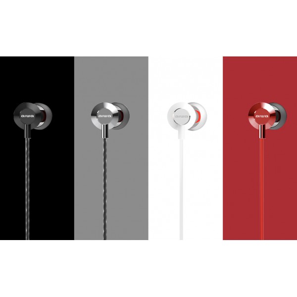 AIWA STEREO 3,5MM IN-EAR WITH REMOTE AND MIC RED