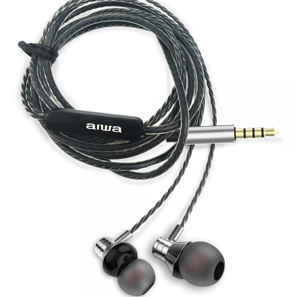 AIWA STEREO 3,5MM IN-EAR WITH REMOTE AND MIC SILVER