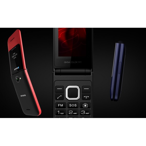 AIWA SLIM BT CLAMSHELL FLIP-STYLE DUAL SIM PHONE RED