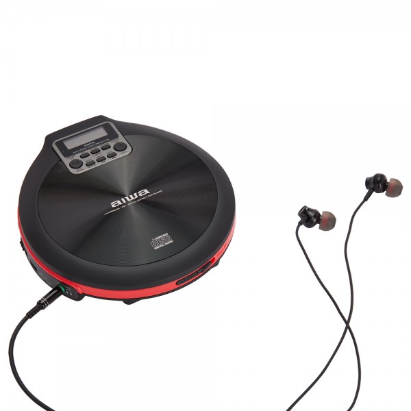 AIWA PORTABLE CD PLAYER WITH EARPHONES RED