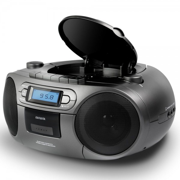 AIWA PORTABLE CD/MP3/USB/TAPE/BT WITH FM PLL RADIO GREY