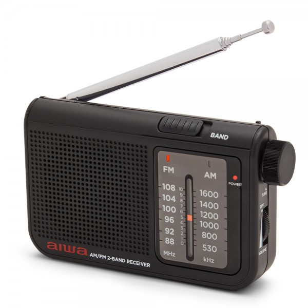 AIWA POCKET AM/FM RADIO WITH DUAL ANALOG TUNER BLACK