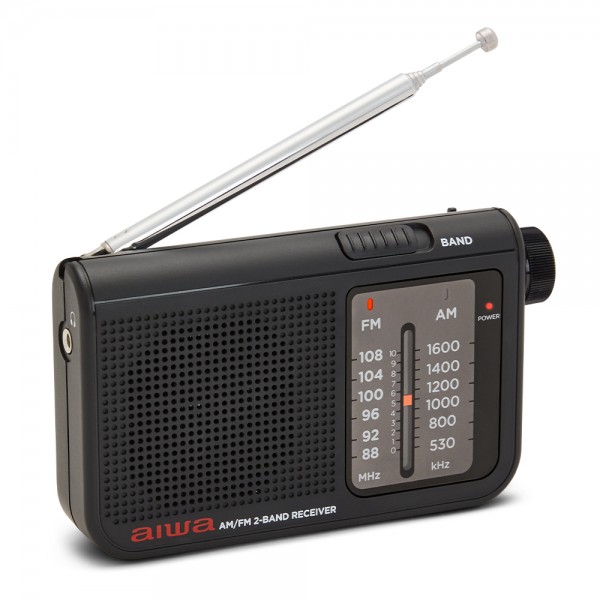 AIWA POCKET AM/FM RADIO WITH DUAL ANALOG TUNER BLACK