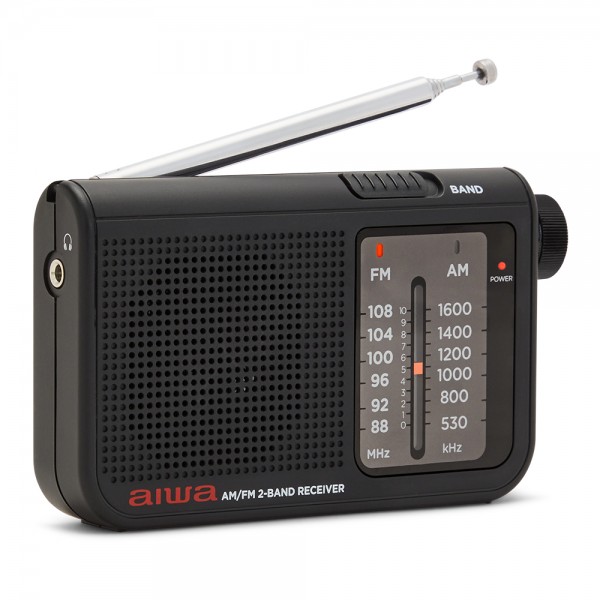 AIWA POCKET AM/FM RADIO WITH DUAL ANALOG TUNER BLACK