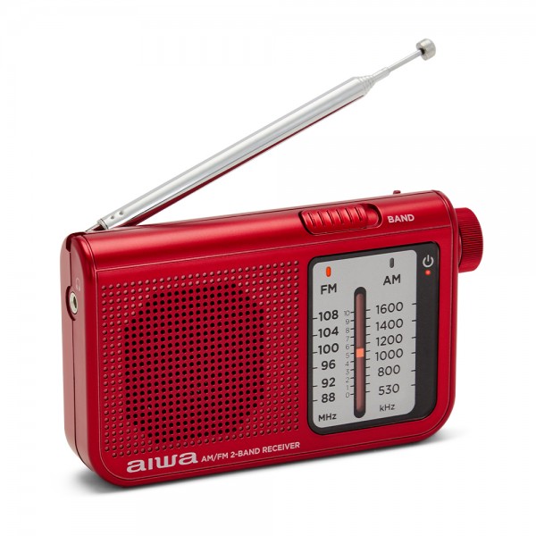 AIWA POCKET AM/FM RADIO WITH DUAL ANALOG TUNER RED