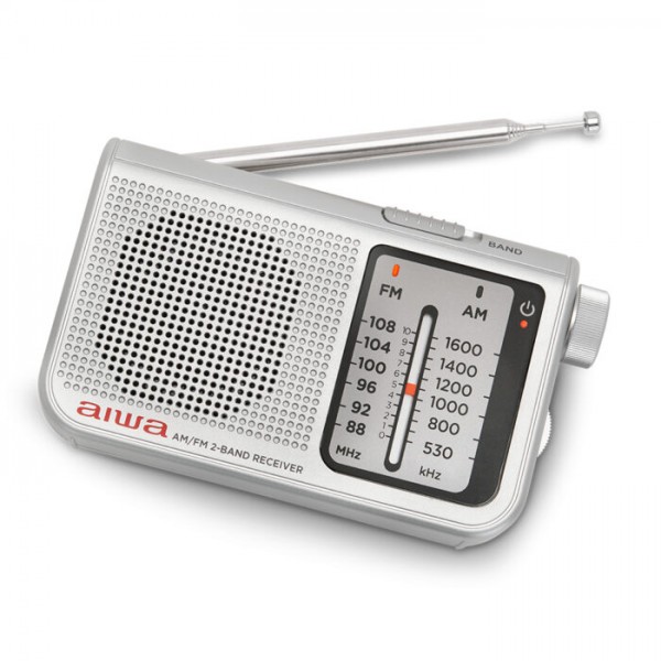 AIWA POCKET AM/FM RADIO WITH DUAL ANALOG TUNER SILVER