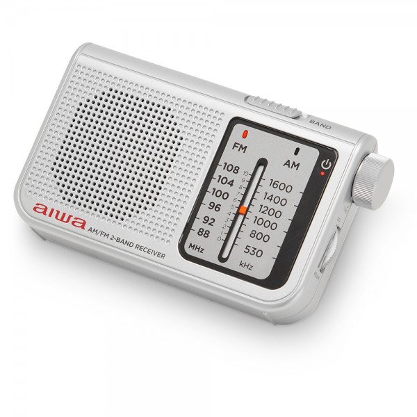 AIWA POCKET AM/FM RADIO WITH DUAL ANALOG TUNER SILVER