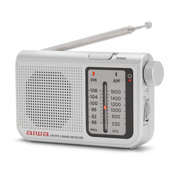 AIWA POCKET AM/FM RADIO WITH DUAL ANALOG TUNER SILVER