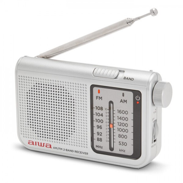 AIWA POCKET AM/FM RADIO WITH DUAL ANALOG TUNER SILVER