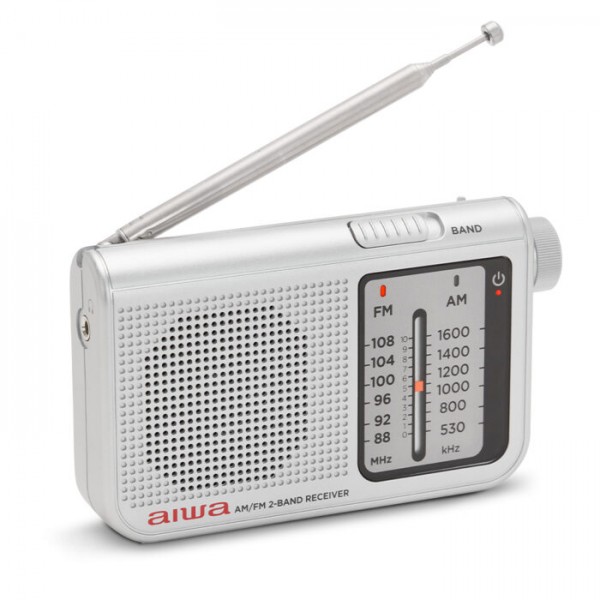 AIWA POCKET AM/FM RADIO WITH DUAL ANALOG TUNER SILVER