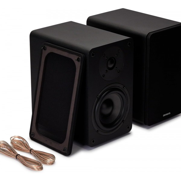 AIWA PASSIVE HIFI BOOKSHELF SPEAKERS BLACK