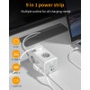 TESSAN 9 IN 1 CUBOID POWER STRIP 6xSCHUKO, 2xUSB, 1xTYPE-C, 2M CABLE