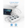 TESSAN 9 IN 1 POWER STRIP 6xSCHUKO, 3xUSB, 2M CABLE