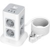 TESSAN 11 IN 1 TOWER SURGE PROTECTOR 8xSCHUKO, 2xUSB, 1xTYPE-C, 2M CABLE