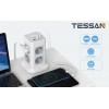 TESSAN 11 IN 1 TOWER SURGE PROTECTOR 8xSCHUKO, 2xUSB, 1xTYPE-C, 2M CABLE