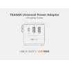 TESSAN UNIVERSAL TRAVEL ADAPTER 2xUSB, 1xTYPE-C MAX 15W