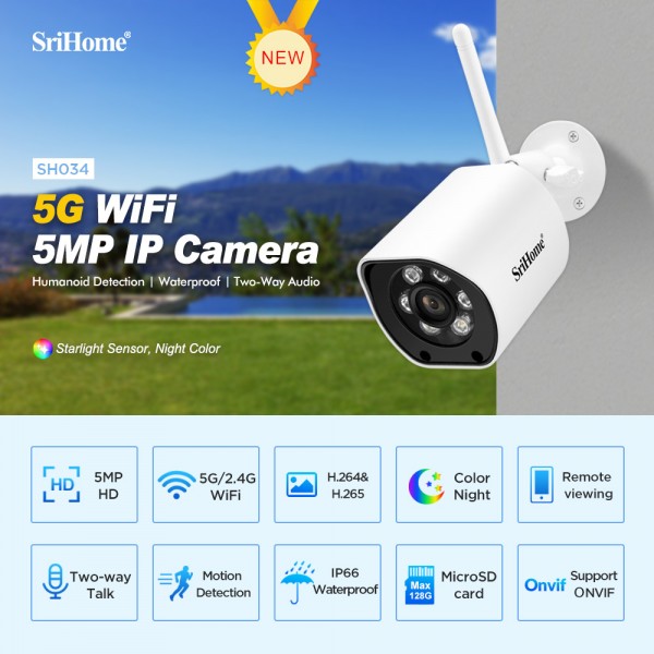 SRIHOME 5G WIFI OUTDOOR IP CAMERA 5MP