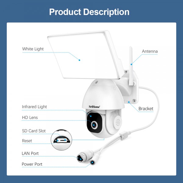 SRIHOME DUAL BAND WIFI FLOODLIGHTS CAMERA 5MP QHD