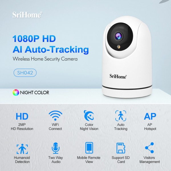 SRIHOME WIRELESS HOME SECURITY CAMERA AI AUTO-TRACKING 2MP