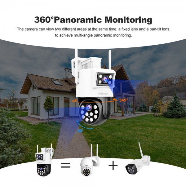 SRIHOME DUAL LENS PANORAMIC MONITORING IP CAMERA 2MP+2MP HD