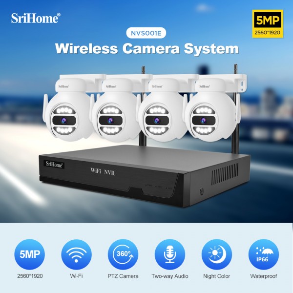 SRIHOME WIRELESS SECUSRITY SYSTEM WITH 4 CAMERAS 5MP