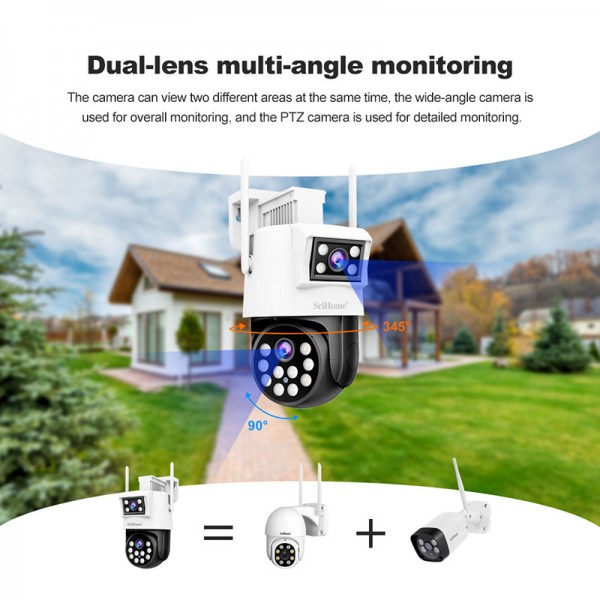 SRIHOME DUAL LENS PANORAMIC MONITORING IP CAMERA 2MP+2MP HD