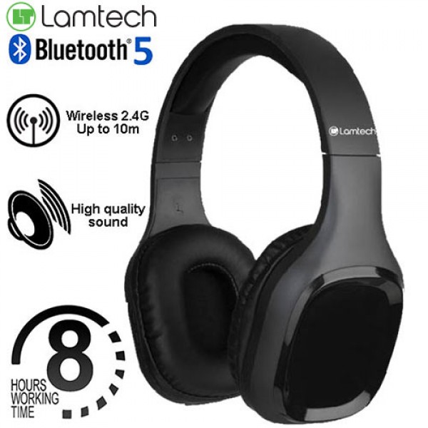 LAMTECH WIRELESS BLUETOOTH 5.0 HEADPHONES REFURBISHED