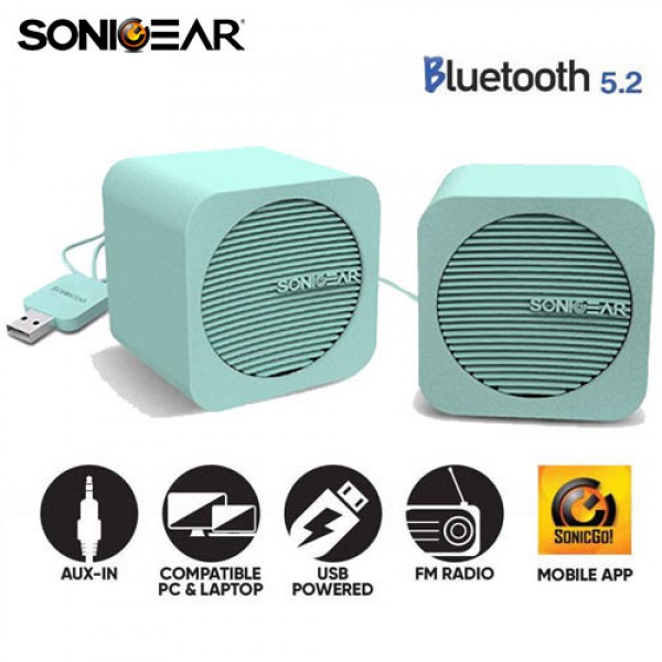 SONIC GEAR BLUETOOTH 5,2 SPEAKERS 2,0 BLUE CUBE MINT REFURBISHED