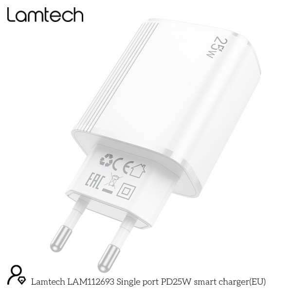 LAMTECH FAST CHARGING AND DATA CABLE TYPE-C TO LIGHTNING 1M 27W WHITE