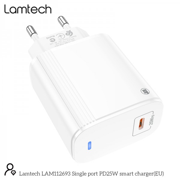 LAMTECH FAST CHARGING AND DATA CABLE TYPE-C TO LIGHTNING 1M 27W WHITE