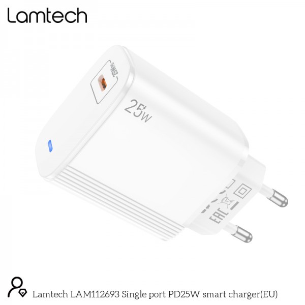 LAMTECH FAST CHARGING AND DATA CABLE TYPE-C TO LIGHTNING 1M 27W WHITE