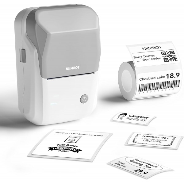 NIIMBOT THERMAL LABEL PRINTER B1 2-INCH WHITE GREY