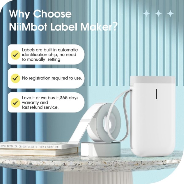 NIIMBOT THERMAL LABEL PRINTER D11 0.5-INCH WHITE