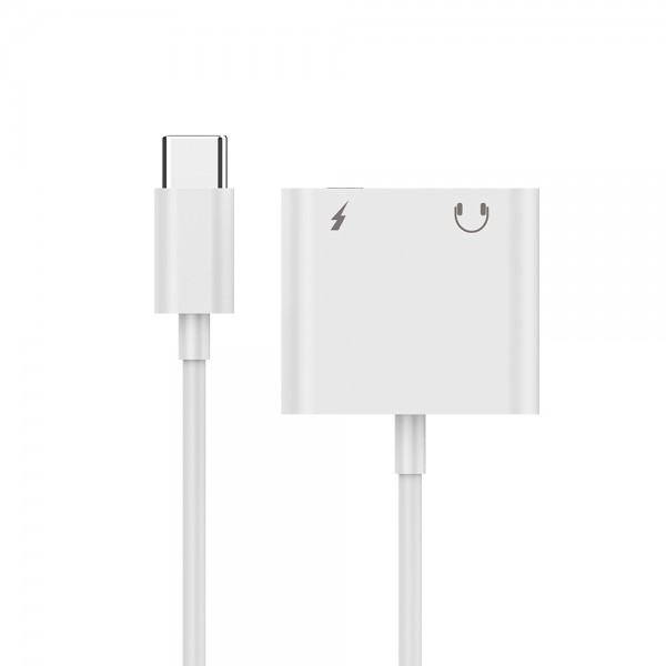 CABLEXPERT USB TYPE-C PLUG TO STEREO 3.5MM AUDIO ADAPTER WITH EXTRA SOCKET WHITE