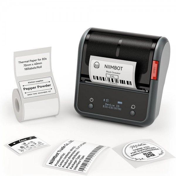 NIIMBOT THERMAL LABEL PRINTER B3S-P 3-INCH BLACK