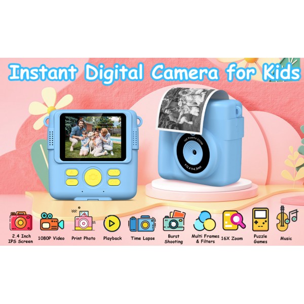 LAMTECH KID INSTANT CAMERA WITH FLASH BLUE