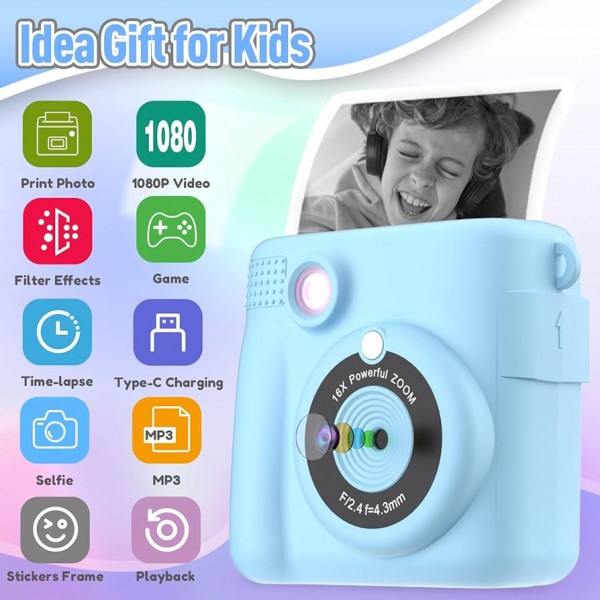 LAMTECH KID INSTANT CAMERA WITH FLASH BLUE