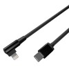 CABLEXPERT ANGLED COTTON BRAIDED 8-PIN USB CM-8PIN CHARGING & DATA CABLE 0.2M BLACK